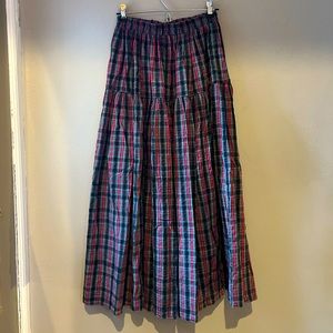 90s cottage core cotton plaid skirt
